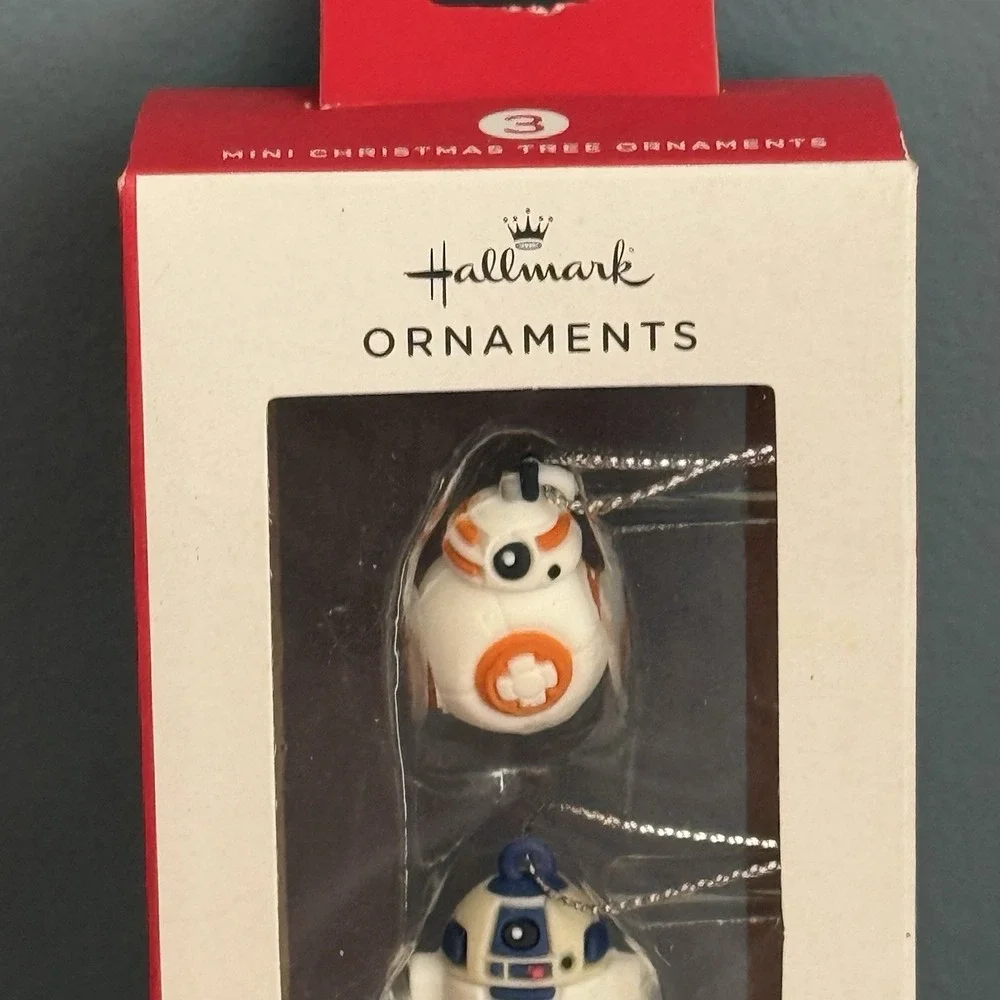 Hallmark Star Wars Mini Christmas Tree Ornament Set of 3 BB-8 R2-D2 Porg NIB F/W